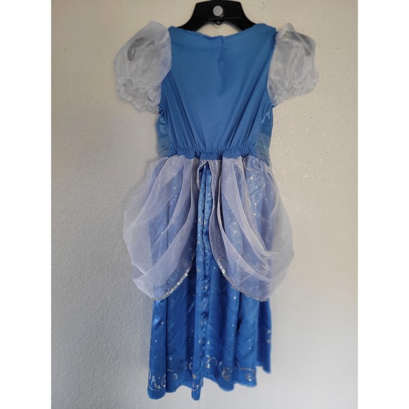 Disney Cinderella Fantasy Play Costume Dress Fits Sizes 4-6X Blue Sparkle #4 - Picture 6 of 7